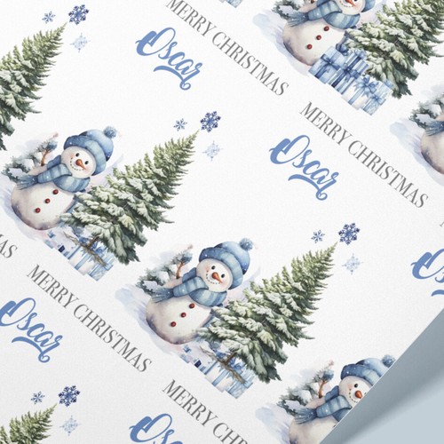 Wrapping paper blue snowman - wrapping,
