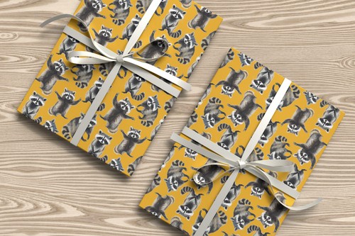 Raccoon gift wrap sheet - wrap, –