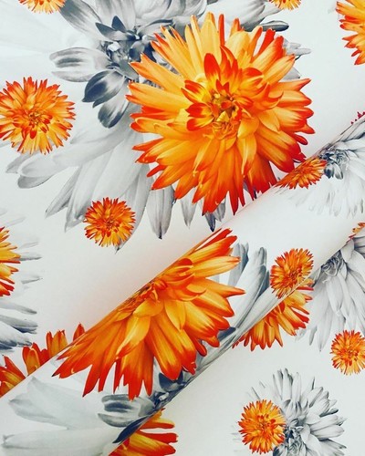 Orange dhalia gift wrap and - orange,