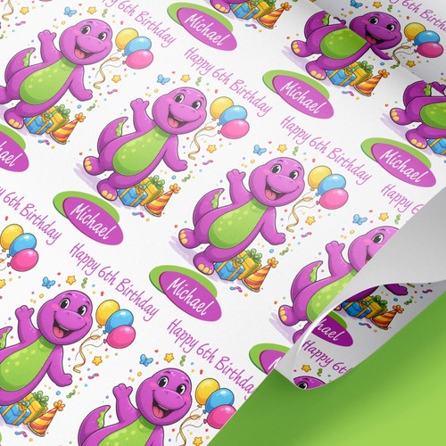 Wrapping paper barney - wrapping,