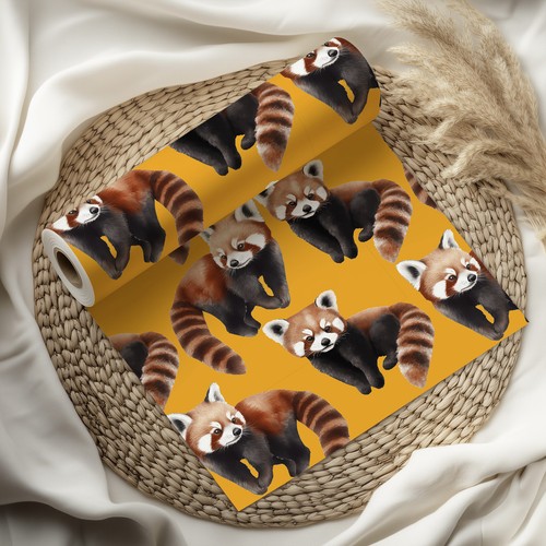 Red panda design wrapping - red,