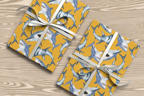Shark gift wrap - shark,