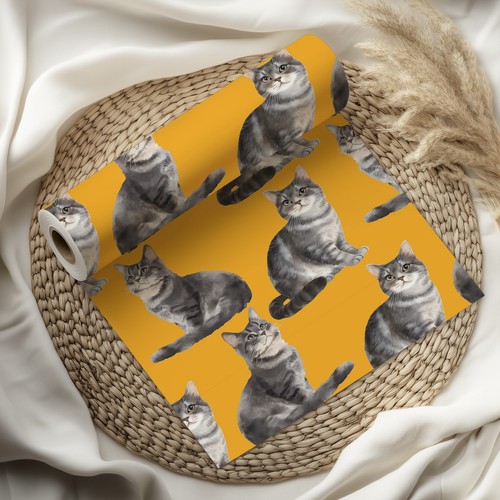 Grey tabby cat design wrapping - cat,